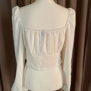 Squared Neck Bishop Sleeve Crop Top